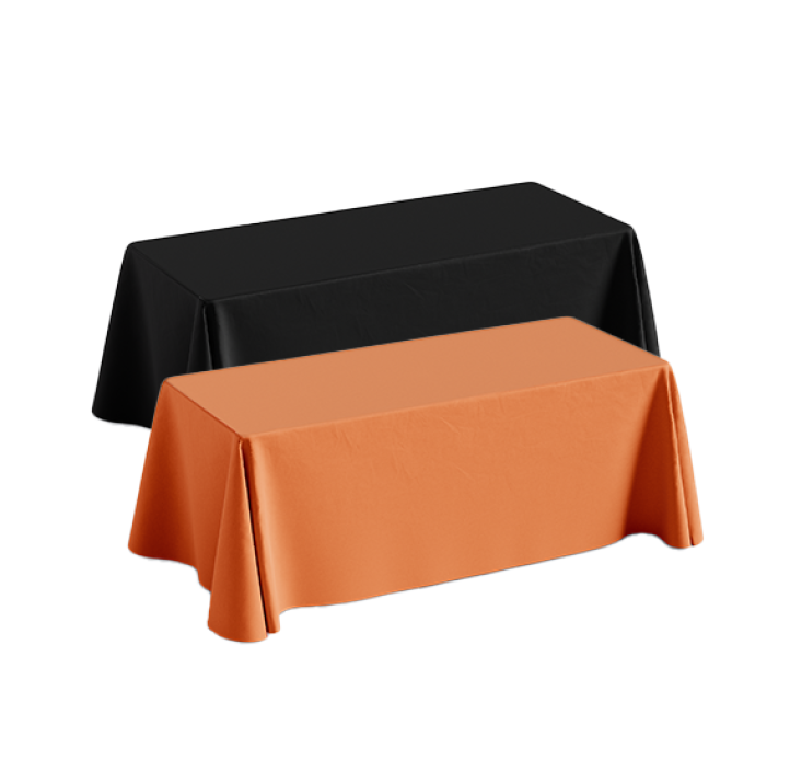 mock-up of prints orange and black tablecloths