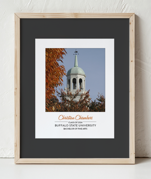 Buffalo State Rockwell Hall Tower in a Wooden Frame with black border