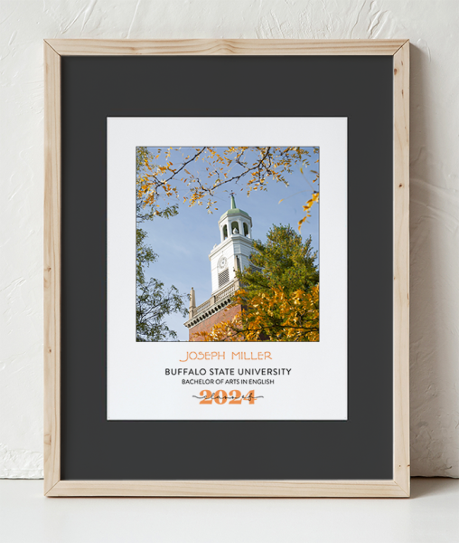 Buffalo State Rockwell Hall Tower Photo in a Wooden Frame with black border