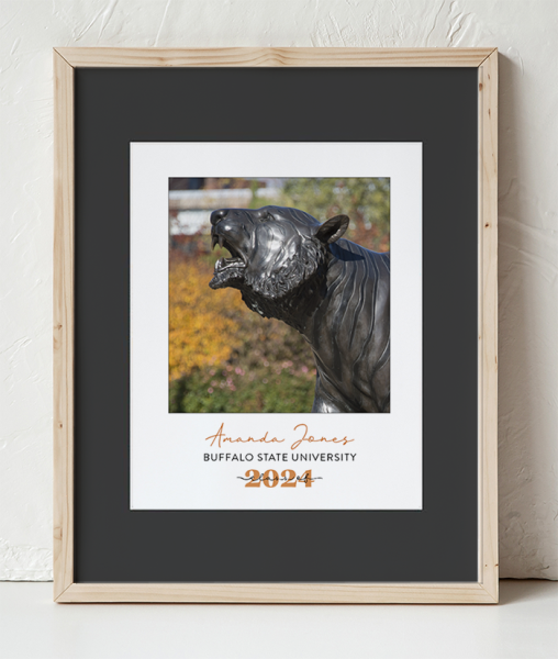 Buffalo State Bengal Close-up of Head Photo in a Wooden Frame with black border