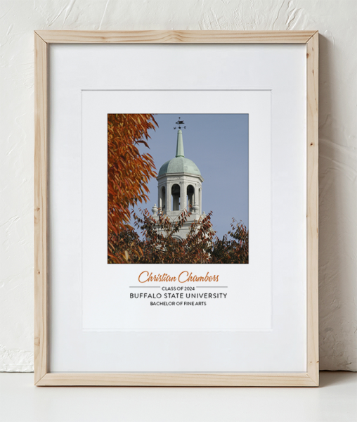 Buffalo State Rockwell Hall Tower in a Wooden Frame with white border