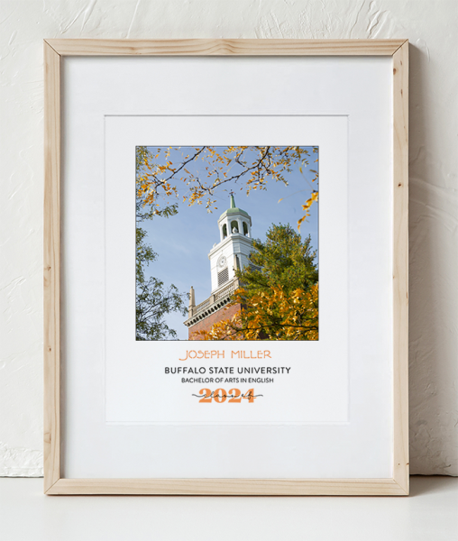 Buffalo State Rockwell Hall Tower Photo in a Wooden Frame with white border