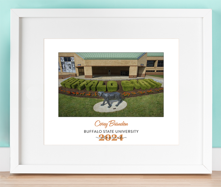 Buffalo State Bushes with Bengal Photo in a White Horizontal Frame with white border